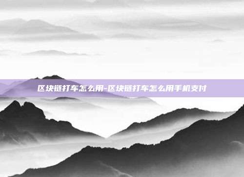 区块链打车怎么用-区块链打车怎么用手机支付