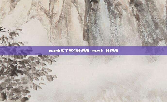 musk买了多少比特币-musk 比特币