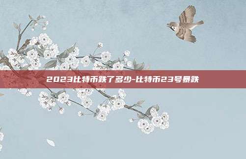 2023比特币跌了多少-比特币23号暴跌