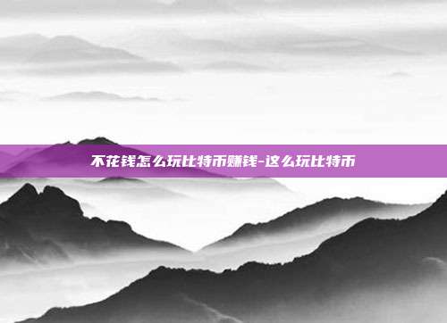 不花钱怎么玩比特币赚钱-这么玩比特币