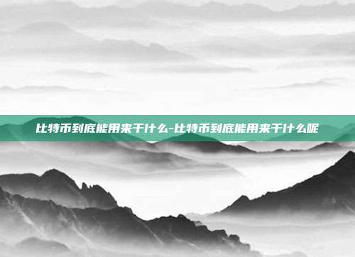 比特币到底能用来干什么-比特币到底能用来干什么呢